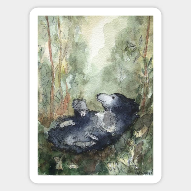 Sloth bear watercolor Sticker by Kuhtina